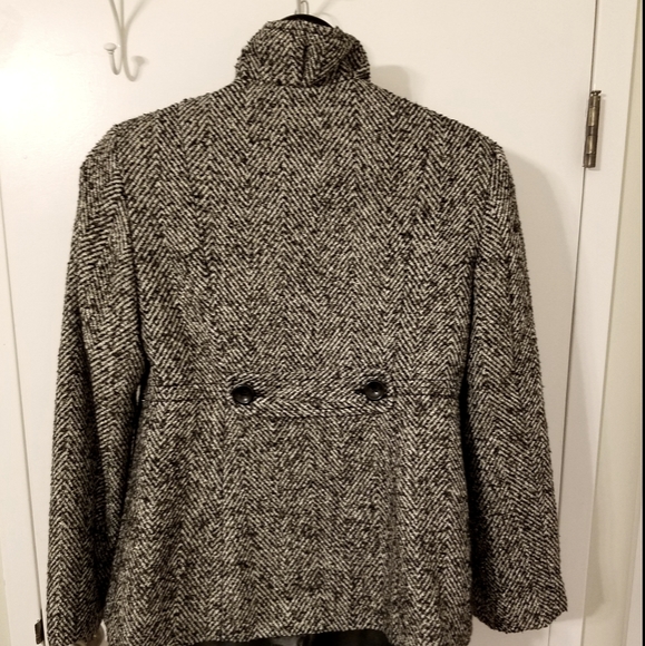 EUC! Old Navy black/white tweed, 3-button coat - Picture 4 of 9